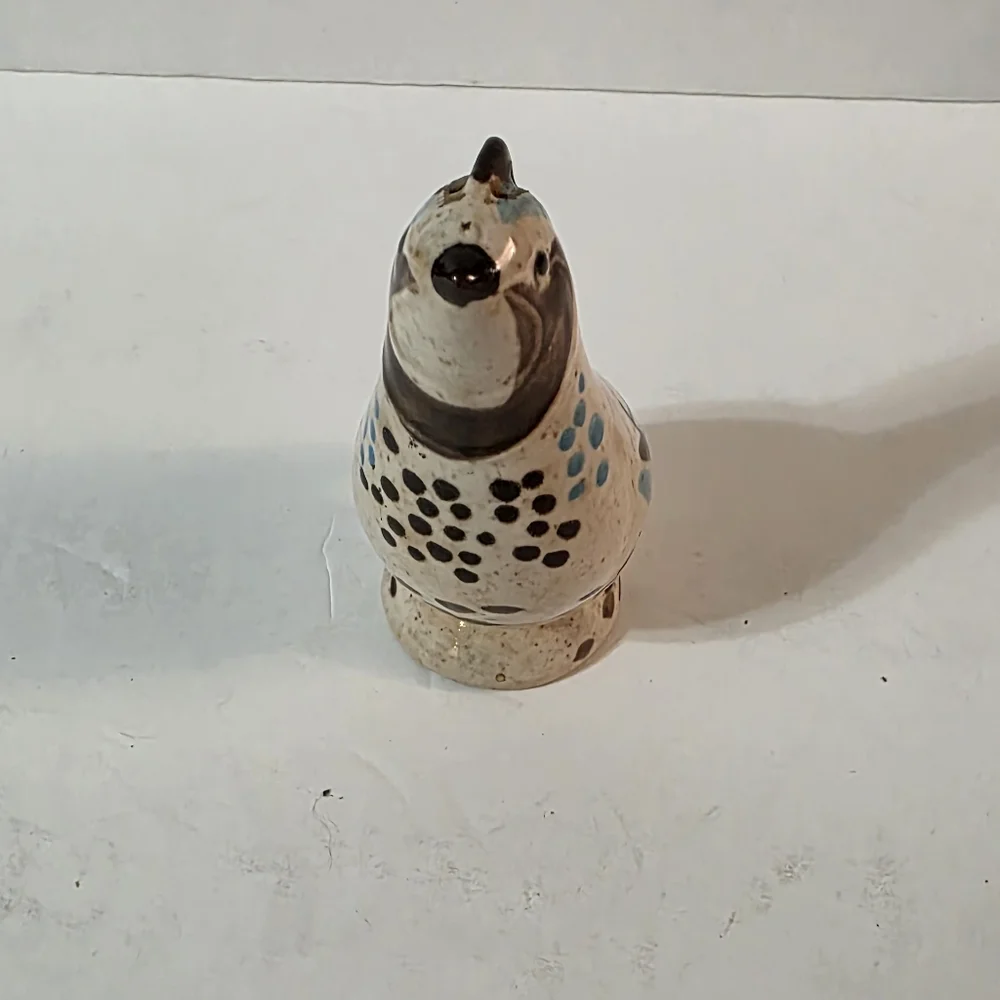 Vtg Redwing Pottery Quail Salt Shaker SINGLE Cream Brown Blue Glazed